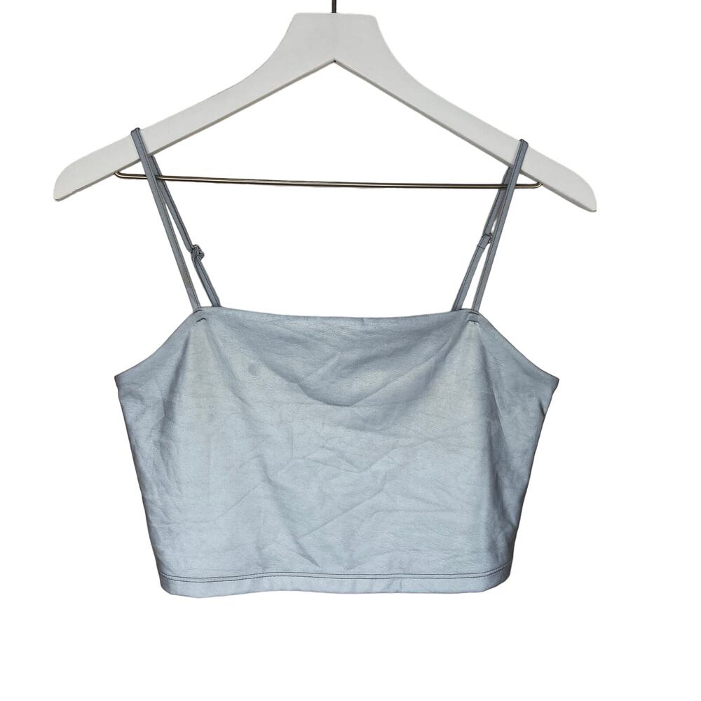 Matte Silver Metallic Crop Tank Top - Women's Size M
